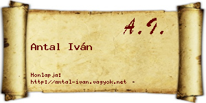 Antal Iván névjegykártya